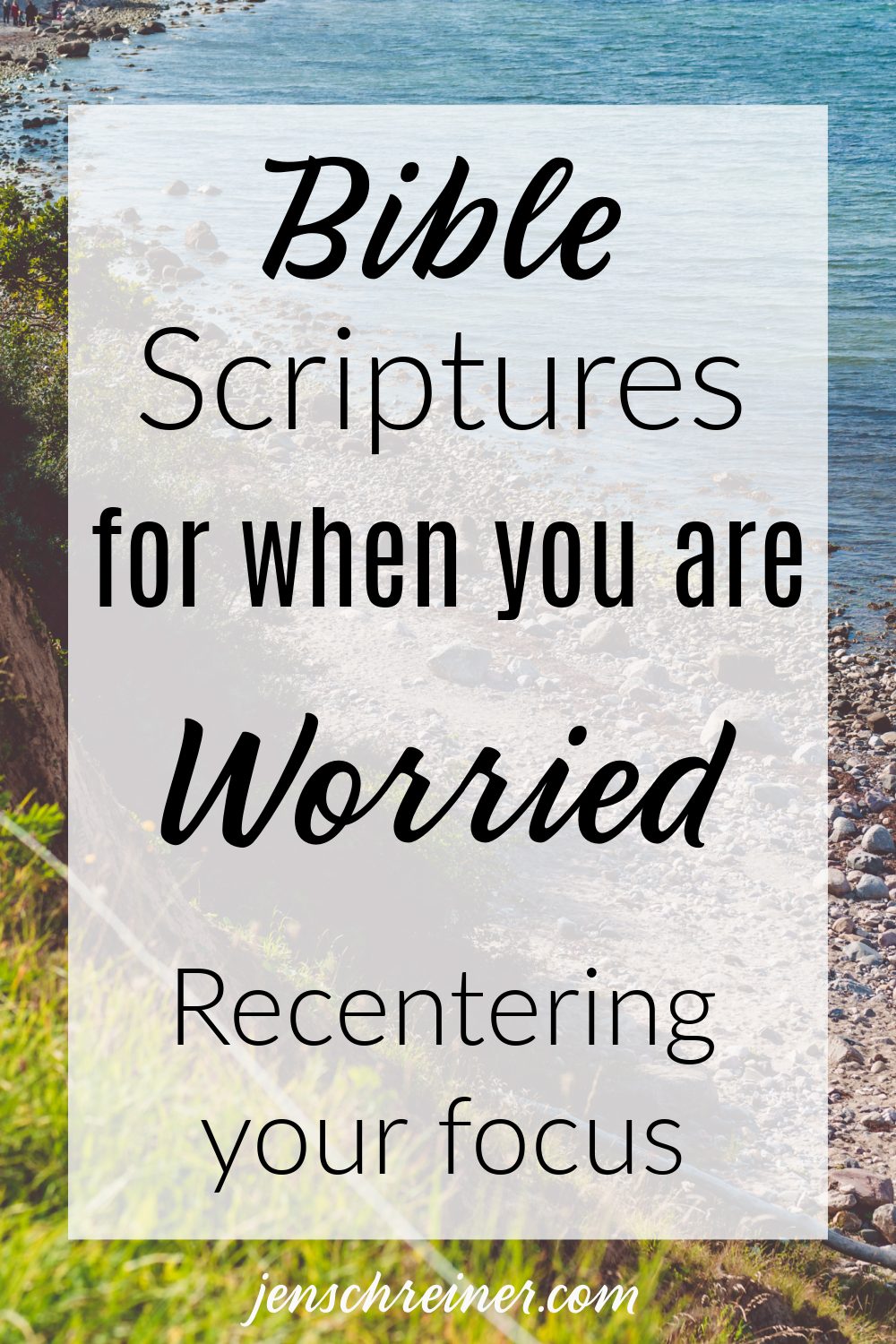 ocean beach background with text overlay - "Bible Scriptures for when you are worried"