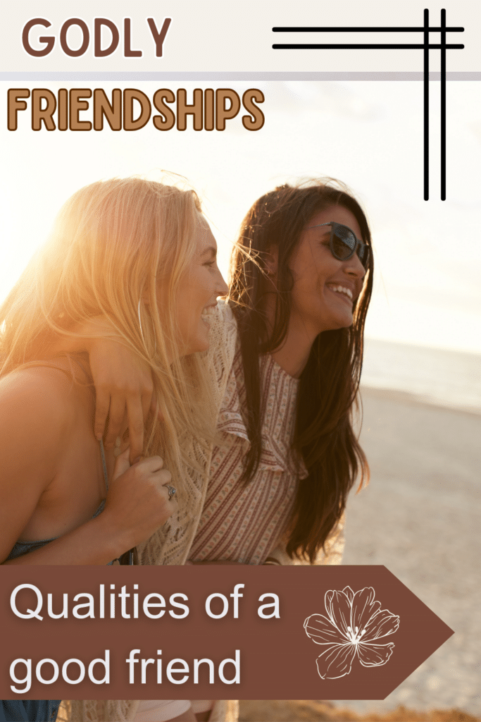 Godly Friendships qualities of a good friend. Two women laughing together on beach.